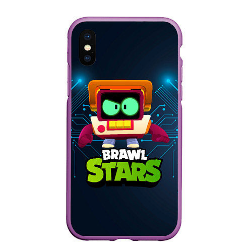 Чехол iPhone XS Max матовый Brawl start 8 bit skin old tv / 3D-Фиолетовый – фото 1