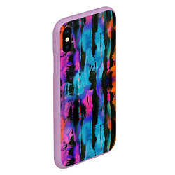 Чехол iPhone XS Max матовый Разноцветные чернила - абстрактные пятна, цвет: 3D-сиреневый — фото 2