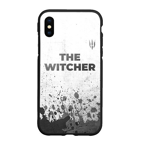 Чехол iPhone XS Max матовый The Witcher - white gradient посередине / 3D-Черный – фото 1