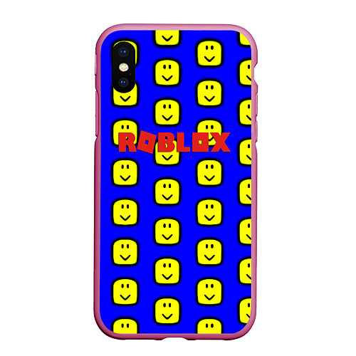 Чехол iPhone XS Max матовый Roblox pattern mobile / 3D-Малиновый – фото 1