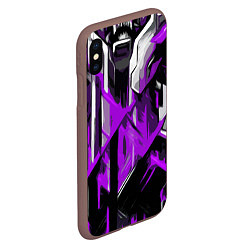 Чехол iPhone XS Max матовый White and purple abstraction on a black background, цвет: 3D-коричневый — фото 2