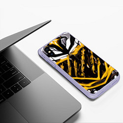 Чехол iPhone XS Max матовый Yellow and white abstraction on a black background, цвет: 3D-светло-сиреневый — фото 2