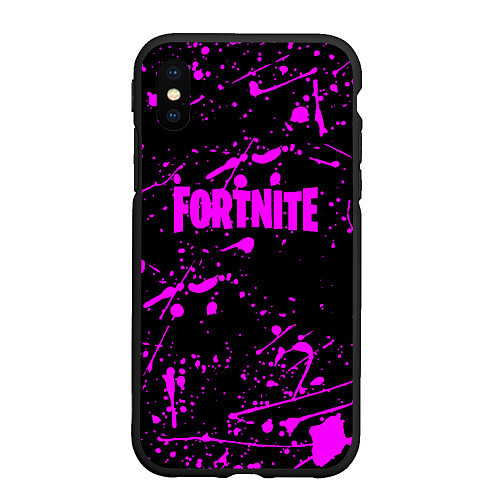 Чехол iPhone XS Max матовый Fortnite краски / 3D-Черный – фото 1