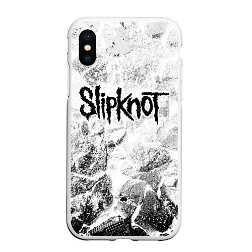 Чехол iPhone XS Max матовый Slipknot white graphite / 3D-Белый – фото 1