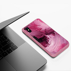 Чехол iPhone XS Max матовый Розовые краски, цвет: 3D-малиновый — фото 2