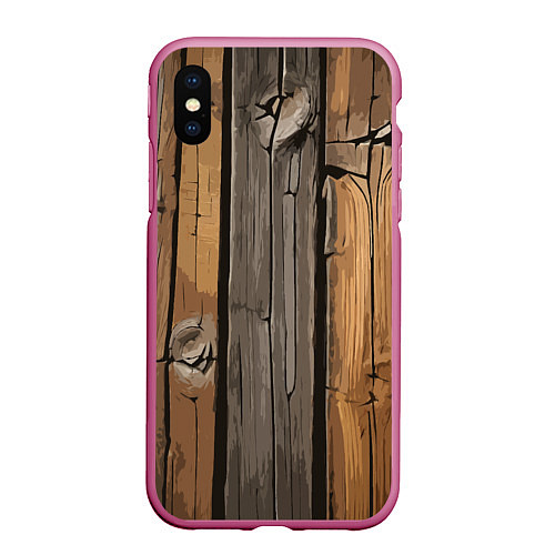 Чехол iPhone XS Max матовый Old boards / 3D-Малиновый – фото 1