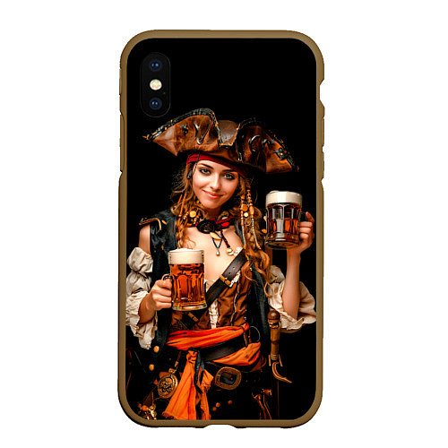 Чехол iPhone XS Max матовый Пиво на Тартуге - красотка / 3D-Коричневый – фото 1