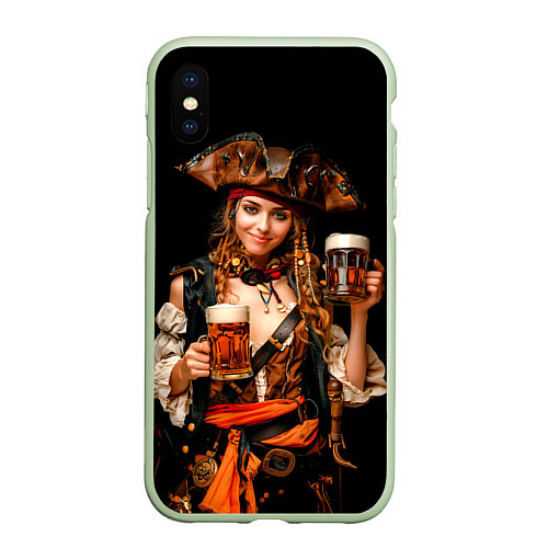 Чехол iPhone XS Max матовый Пиво на Тартуге - красотка / 3D-Салатовый – фото 1