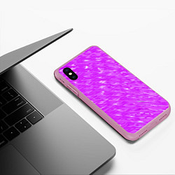 Чехол iPhone XS Max матовый Фиолетово-белые мазки, цвет: 3D-розовый — фото 2