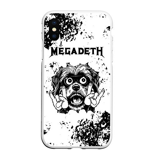 Чехол iPhone XS Max матовый Megadeth - рок пес / 3D-Белый – фото 1