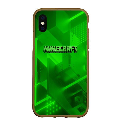 Чехол iPhone XS Max матовый Minecraft кислотная геометрия / 3D-Коричневый – фото 1