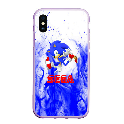 Чехол iPhone XS Max матовый Sonic flame blue / 3D-Сиреневый – фото 1