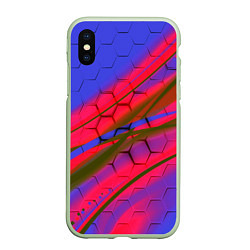 Чехол iPhone XS Max матовый Неоновая броня соты, цвет: 3D-салатовый