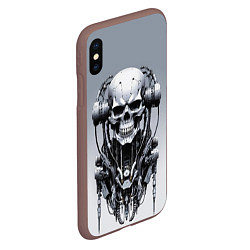 Чехол iPhone XS Max матовый Cool cyber skull - ai art fantasy, цвет: 3D-коричневый — фото 2