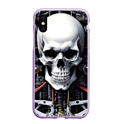 Чехол iPhone XS Max матовый Cyber skull - ai art, цвет: 3D-сиреневый