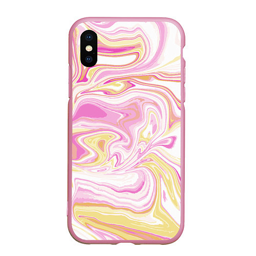 Чехол iPhone XS Max матовый Абстракция мраморный фон / 3D-Розовый – фото 1