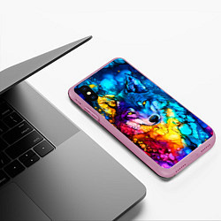 Чехол iPhone XS Max матовый Кислотный волк, цвет: 3D-розовый — фото 2