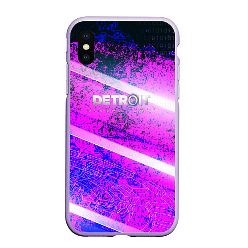 Чехол iPhone XS Max матовый Detroit become human neon / 3D-Светло-сиреневый – фото 1