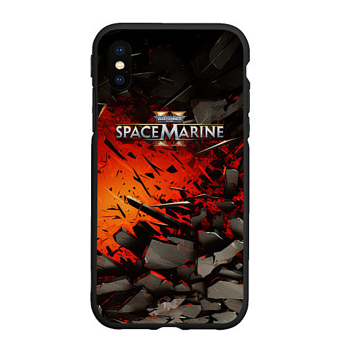 Чехол iPhone XS Max матовый Warhammer 40000 space marine 2 взрыв камней / 3D-Черный – фото 1