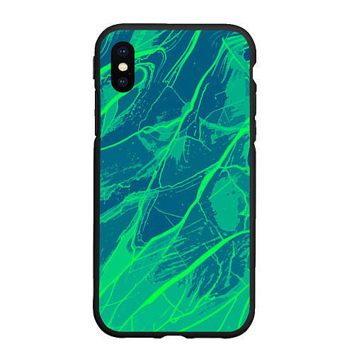 Чехол iPhone XS Max матовый Яркий сине-зелёный абстрактная текстура / 3D-Черный – фото 1