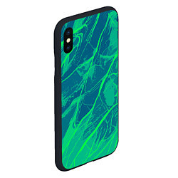 Чехол iPhone XS Max матовый Яркий сине-зелёный абстрактная текстура, цвет: 3D-черный — фото 2