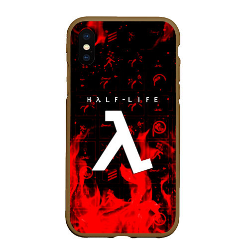 Чехол iPhone XS Max матовый Half life fire / 3D-Коричневый – фото 1