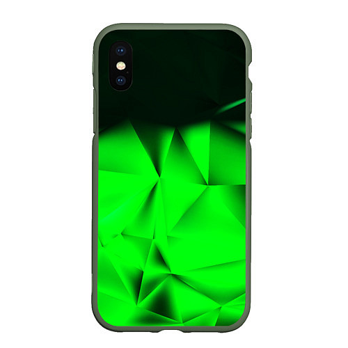 Чехол iPhone XS Max матовый Кислотная абстракция кубы / 3D-Темно-зеленый – фото 1