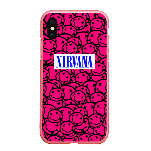 Чехол iPhone XS Max матовый Nirvana pink logo / 3D-Баблгам – фото 1