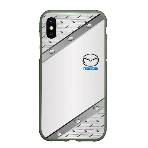 Чехол iPhone XS Max матовый Mazda текстура метал / 3D-Темно-зеленый – фото 1