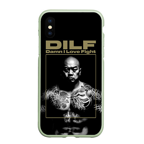 Чехол iPhone XS Max матовый DILF - damn I love fights / 3D-Салатовый – фото 1