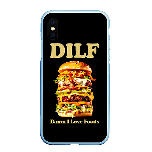 Чехол iPhone XS Max матовый DILF - damn I love foods / 3D-Голубой – фото 1