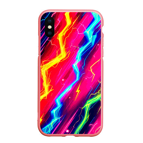 Чехол iPhone XS Max матовый Абстракция из неоновых молний - нейроарт / 3D-Баблгам – фото 1