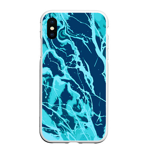 Чехол iPhone XS Max матовый Морской сине-голубой абстракция / 3D-Белый – фото 1