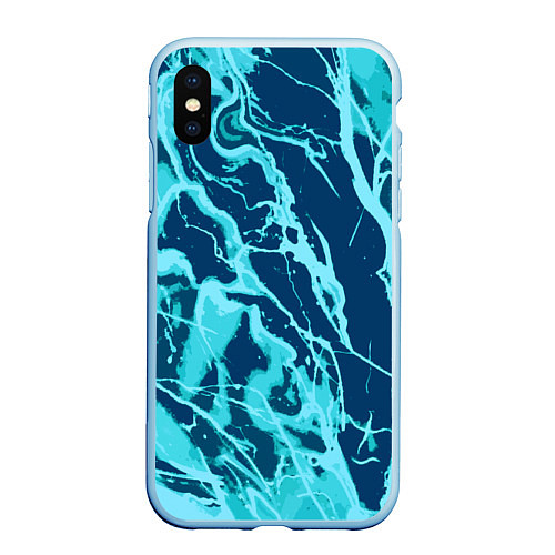 Чехол iPhone XS Max матовый Морской сине-голубой абстракция / 3D-Голубой – фото 1