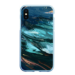 Чехол iPhone XS Max матовый Тёмный синий морская абстракция, цвет: 3D-голубой