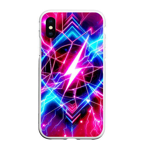 Чехол iPhone XS Max матовый Lightning - neon fantasy / 3D-Белый – фото 1