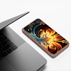 Чехол iPhone XS Max матовый Абстрактный фрактал, цвет: 3D-коричневый — фото 2