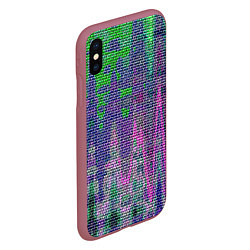 Чехол iPhone XS Max матовый Мелкая текстура кирпичи зелёно-розовый, цвет: 3D-малиновый — фото 2