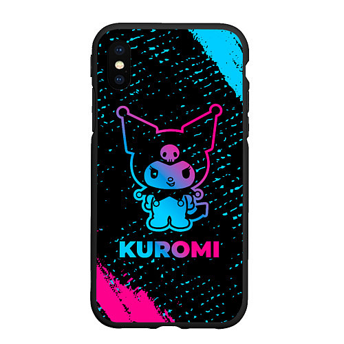 Чехол iPhone XS Max матовый Kuromi - neon gradient / 3D-Черный – фото 1