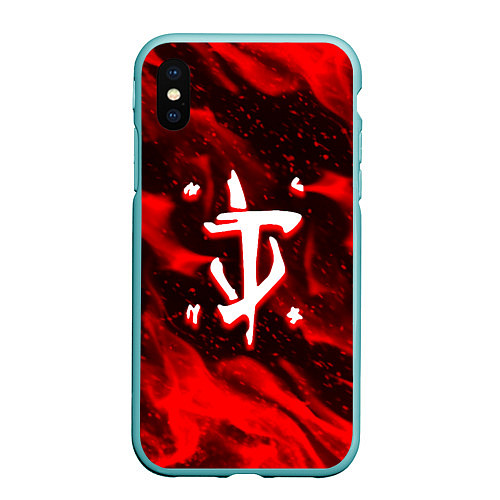 Чехол iPhone XS Max матовый Doom logo fire / 3D-Мятный – фото 1