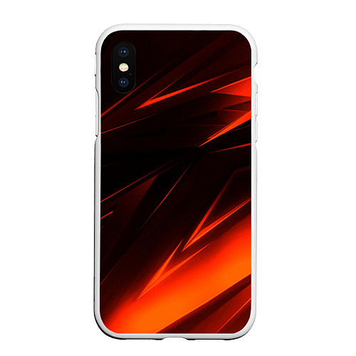 Чехол iPhone XS Max матовый Geometry orange stripes / 3D-Белый – фото 1