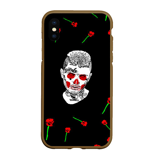 Чехол iPhone XS Max матовый Lil peep rap band rose / 3D-Коричневый – фото 1