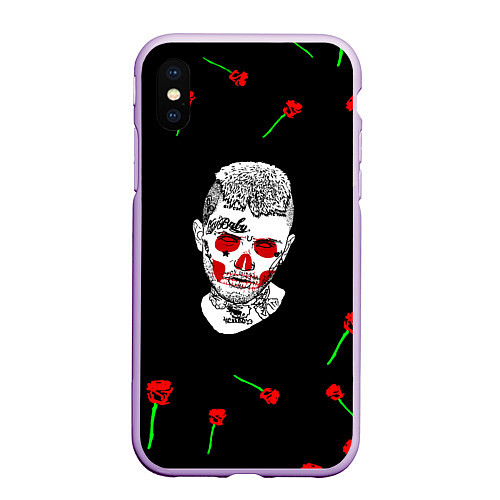 Чехол iPhone XS Max матовый Lil peep rap band rose / 3D-Сиреневый – фото 1