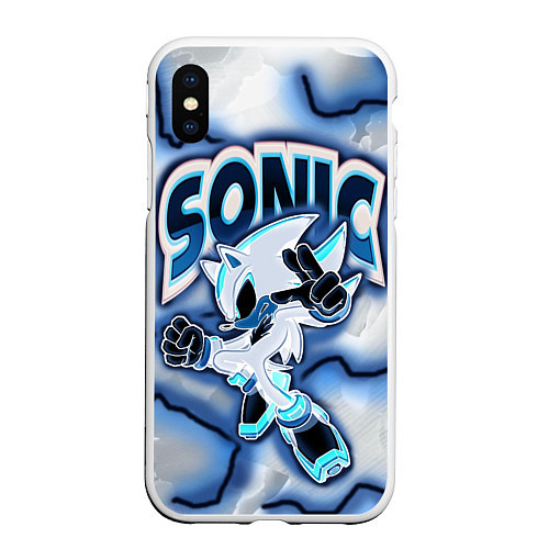 Чехол iPhone XS Max матовый Sonic boom / 3D-Белый – фото 1