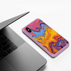 Чехол iPhone XS Max матовый Поток разноцветной краски, цвет: 3D-сиреневый — фото 2