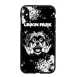 Чехол iPhone XS Max матовый Linkin Park рок пес, цвет: 3D-черный