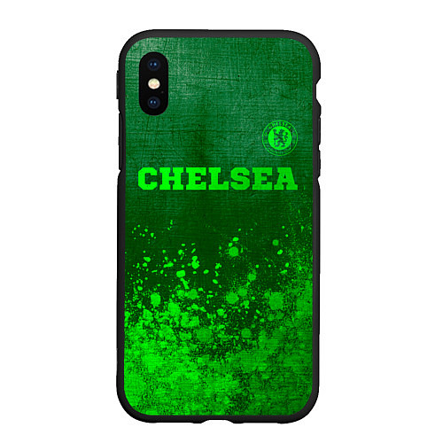 Чехол iPhone XS Max матовый Chelsea - green gradient посередине / 3D-Черный – фото 1