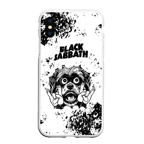 Чехол iPhone XS Max матовый Black Sabbath - рок пес / 3D-Белый – фото 1