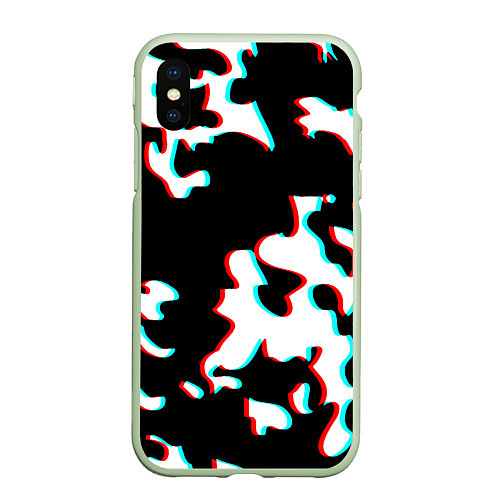 Чехол iPhone XS Max матовый Камуфляж глитч / 3D-Салатовый – фото 1