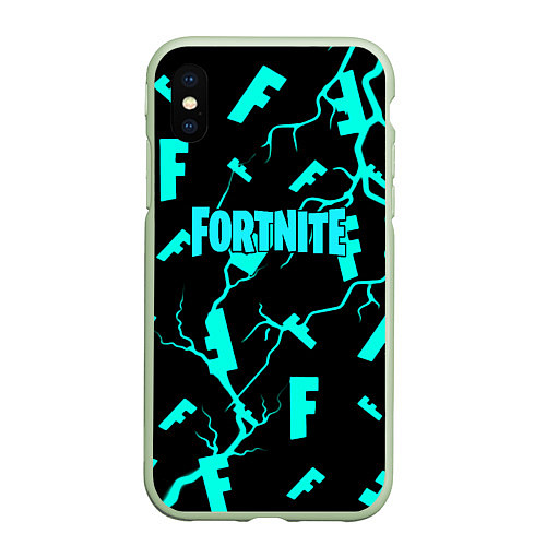 Чехол iPhone XS Max матовый Fortnite epic games / 3D-Салатовый – фото 1